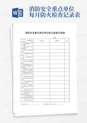 消防安全重点单位每月防火检查记录表