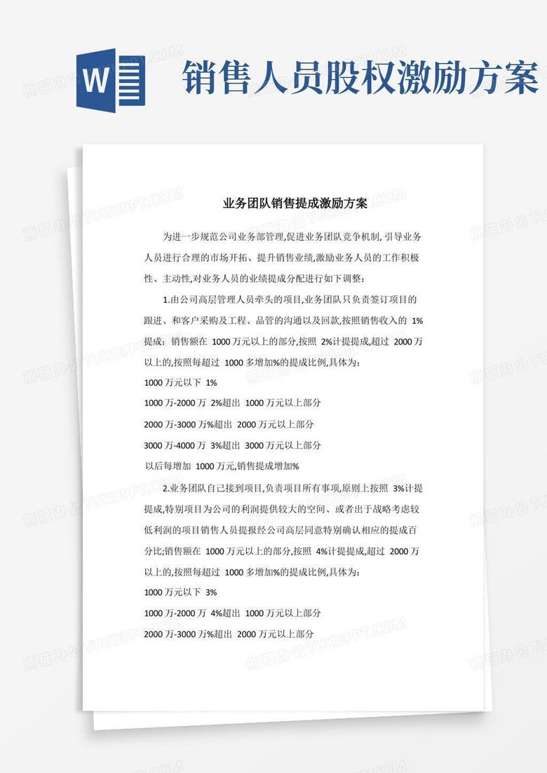 业务团队销售提成激励方案