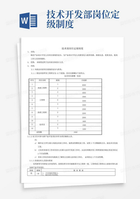 技术开发部岗位定级制度