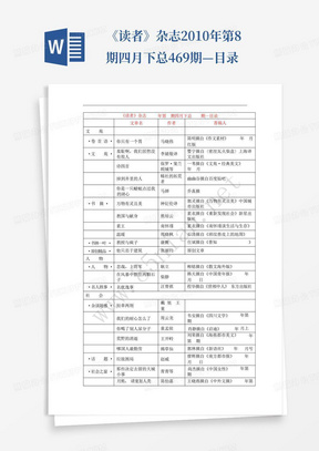 《读者》杂志2010年第8期四月下总469期—目录