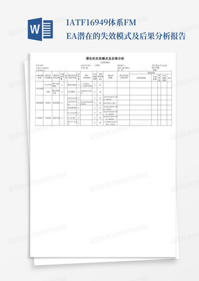 IATF16949体系FMEA潜在的失效模式及后果分析报告