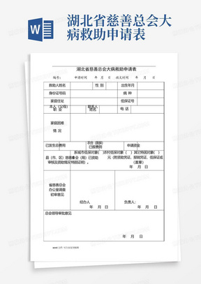 湖北省慈善总会大病救助申请表