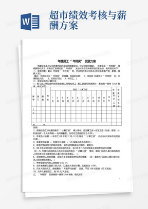 超市公司年度员工年终奖发放办法+年度绩效考核方案