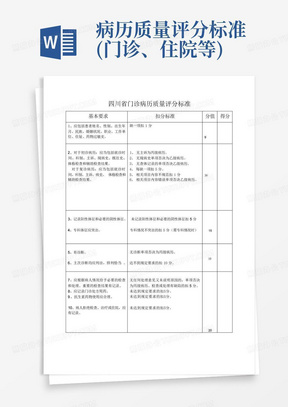 病历质量评分标准(门诊、住院等)