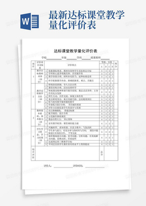 最新达标课堂教学量化评价表