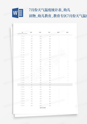 7月份天气温度统计表_幼儿读物_幼儿教育_教育专区7月份天气温度统