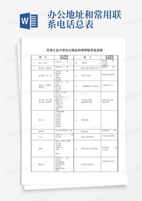 办公地址和常用联系电话总表