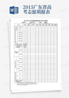 2015广东省高考志愿填报表