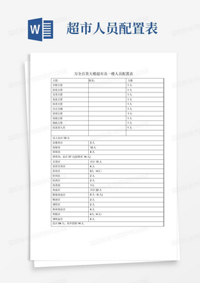 超市人员配置表