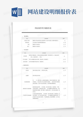 网站建设明细报价表