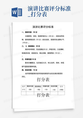 演讲比赛评分标准_打分表