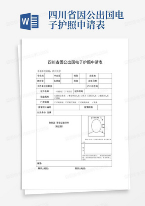 四川省因公出国电子护照申请表