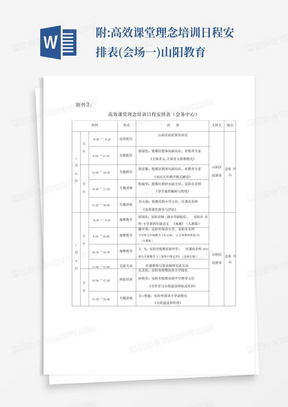 附:高效课堂理念培训日程安排表(会场一)-山阳教育