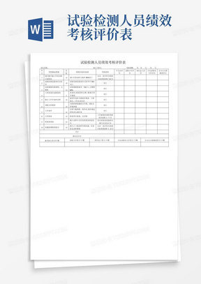 试验检测人员绩效考核评价表