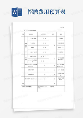 招聘费用预算表