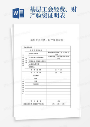 基层工会经费、财产验资证明表