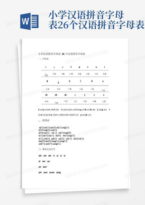 小学汉语拼音字母表-26个汉语拼音字母表