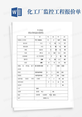 化工厂监控工程报价单