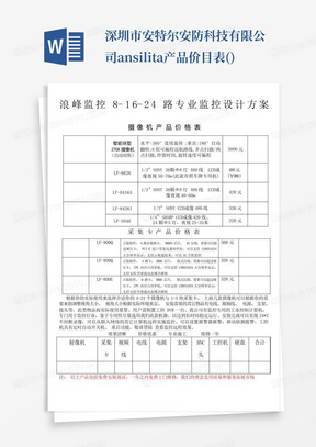 深圳市安特尔安防科技有限公司ansilita产品价目表()