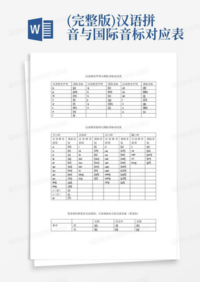 (完整版)汉语拼音与国际音标对应表