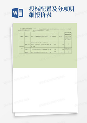 投标配置及分项明细报价表