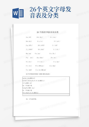 26个英文字母发音表及分类