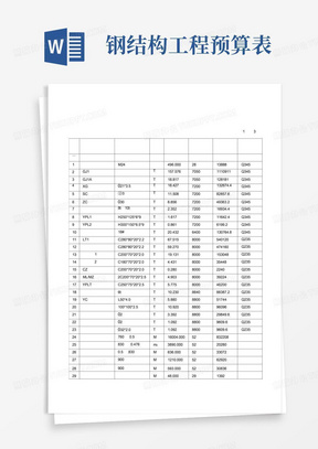 钢结构工程预算表