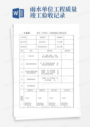 雨水单位工程质量竣工验收记录