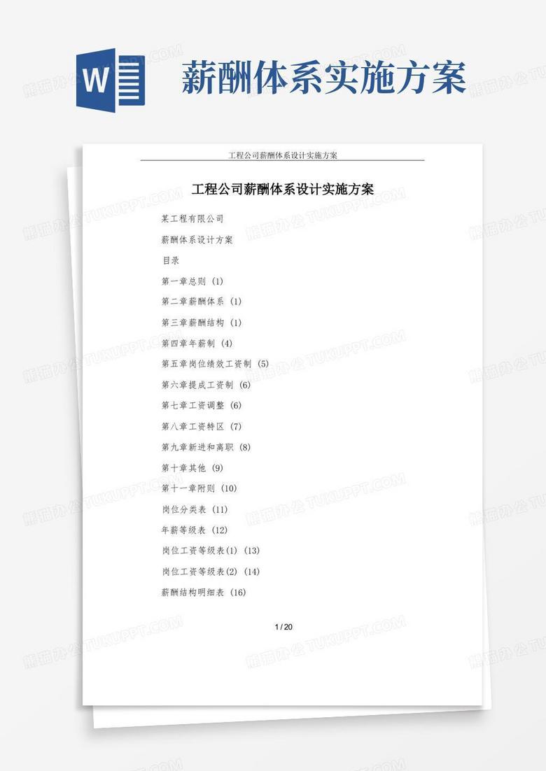 工程公司薪酬体系设计实施方案