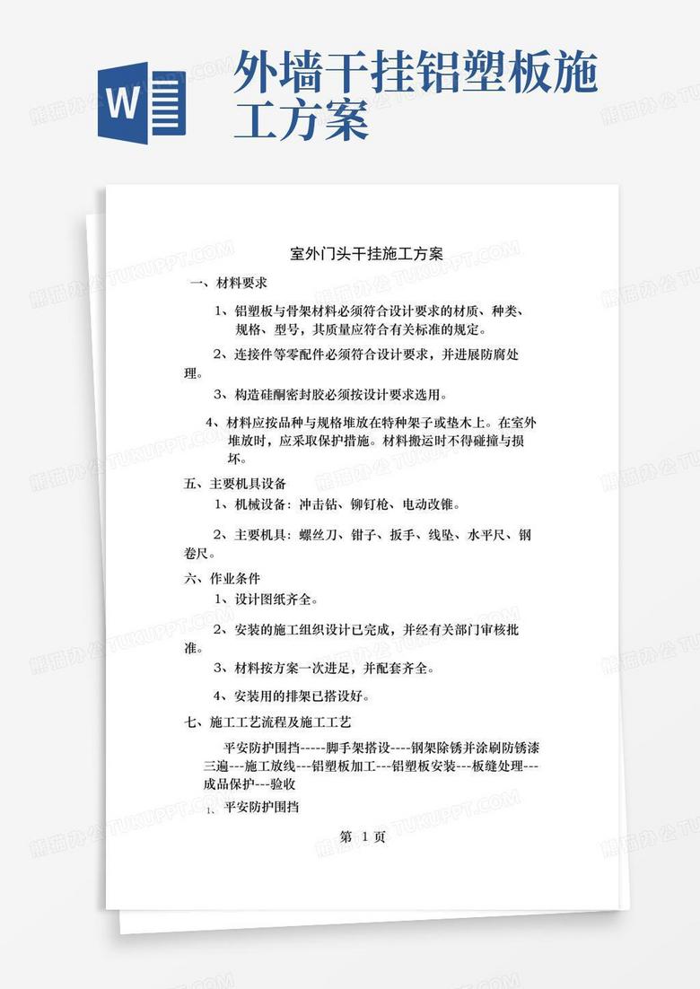 室外门头干挂铝塑板施工方案[1]