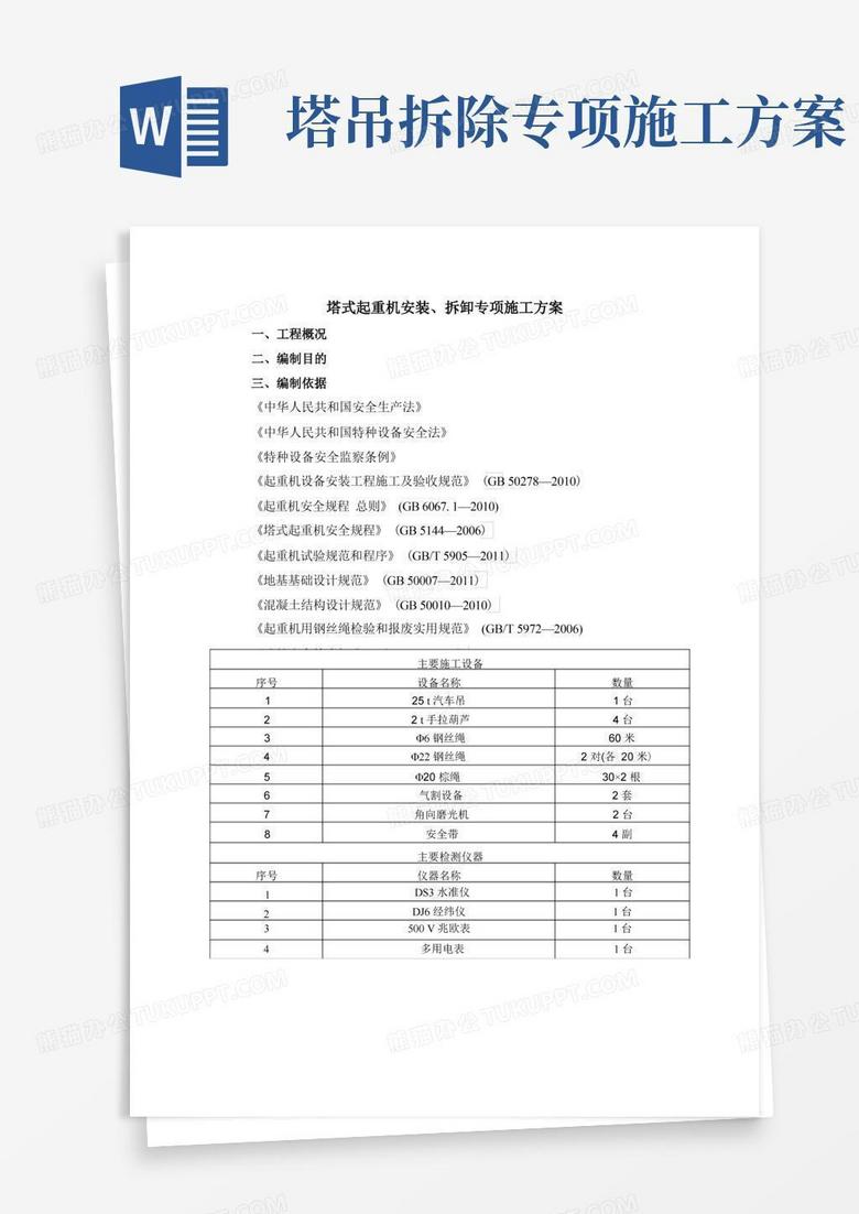 塔式起重机安装、拆除专项施工方案