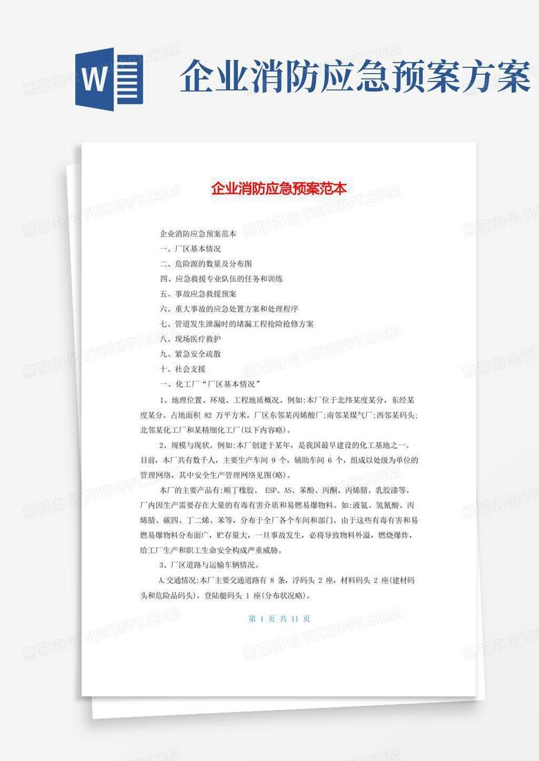 企业消防应急预案范本