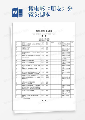 微电影《朋友》分镜头脚本