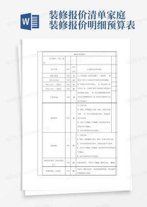 装修报价清单家庭装修报价明细预算表