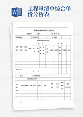 工程量清单综合单价分析表-