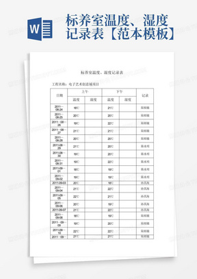 标养室温度、湿度记录表【范本模板】