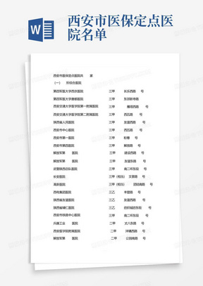 西安市医保定点医院名单