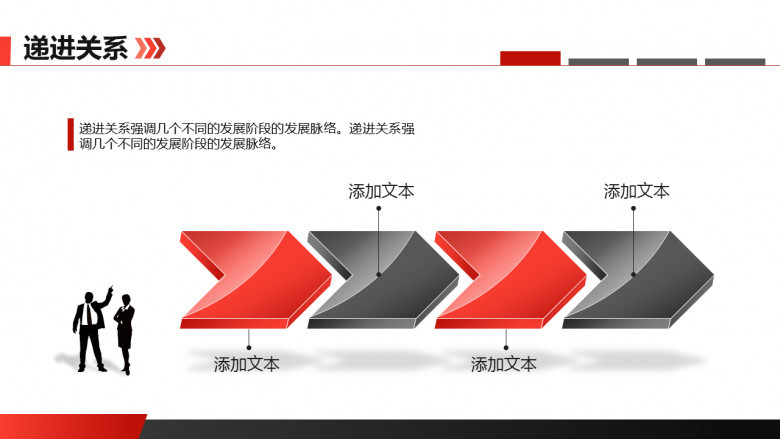 方向箭头递进关系PPT模板