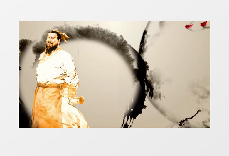 中国风圣人孔子水墨片头背景视频有音乐