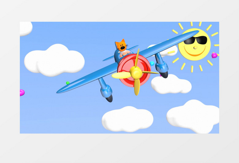 卡通熊开飞机背景视频（有音乐）