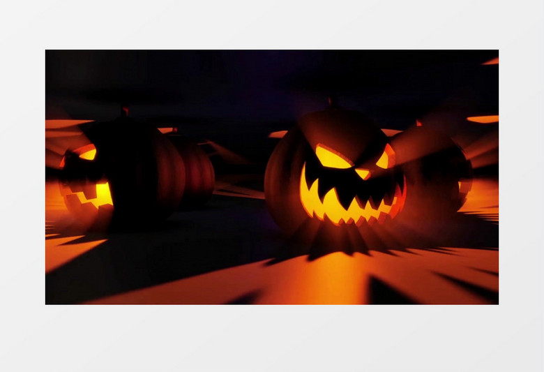 旋转恐怖的万圣节南瓜灯背景视频（有音乐）