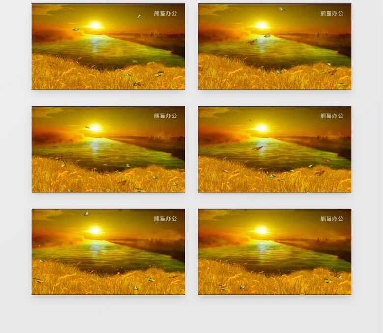 温馨黄色夕阳蝴蝶飞舞背景 有音乐 视频素材下载 Mp4格式 熊猫办公