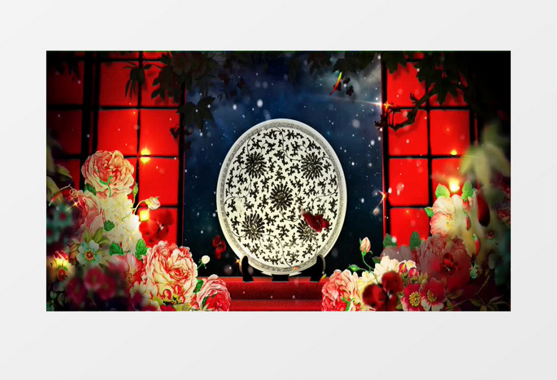 唯美牡丹中国风意境背景视频（有音乐）