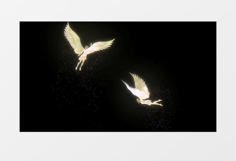 梦幻飘落天使翅膀背景视频(有音乐)