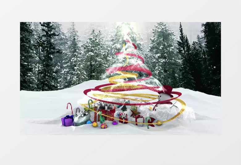 雪地彩带圣诞片头视频模板