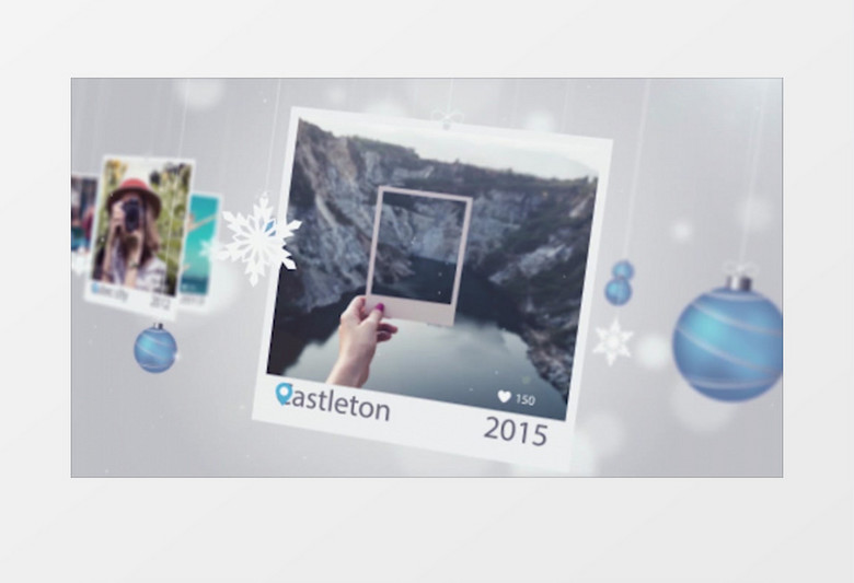 彩球圣诞相册展示视频ae模板