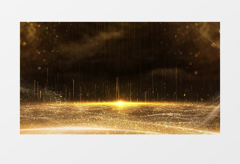 金色粒子震撼冲击波特效年会舞台背景视频素材