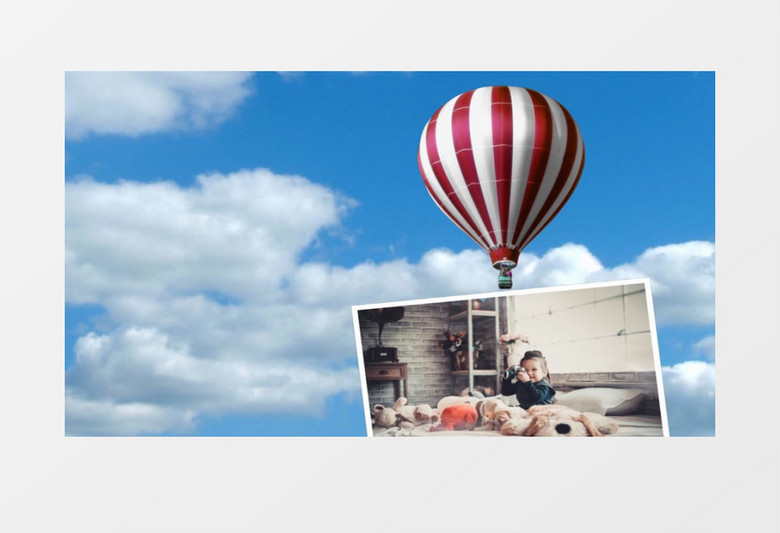 蓝天热气球欢乐儿童相册展示会声会影模板