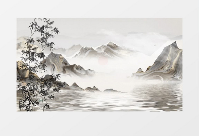 水墨中国风山水画背景AE模板