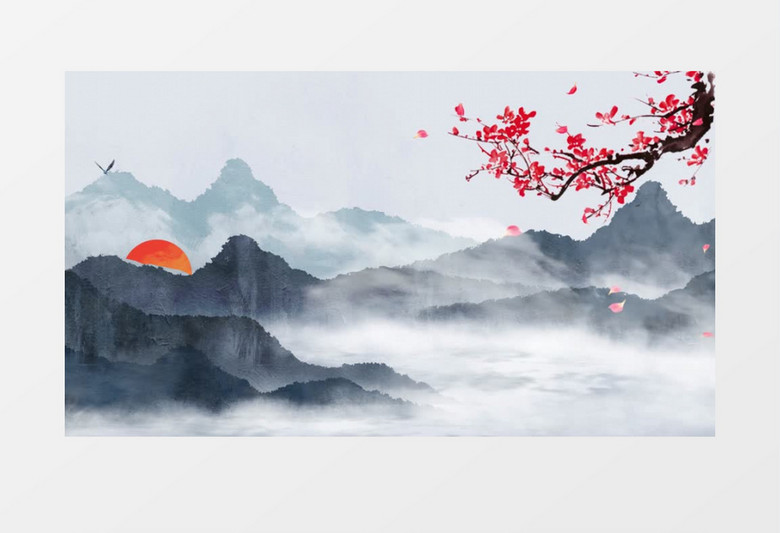 中国风水墨画山水风景AE模板